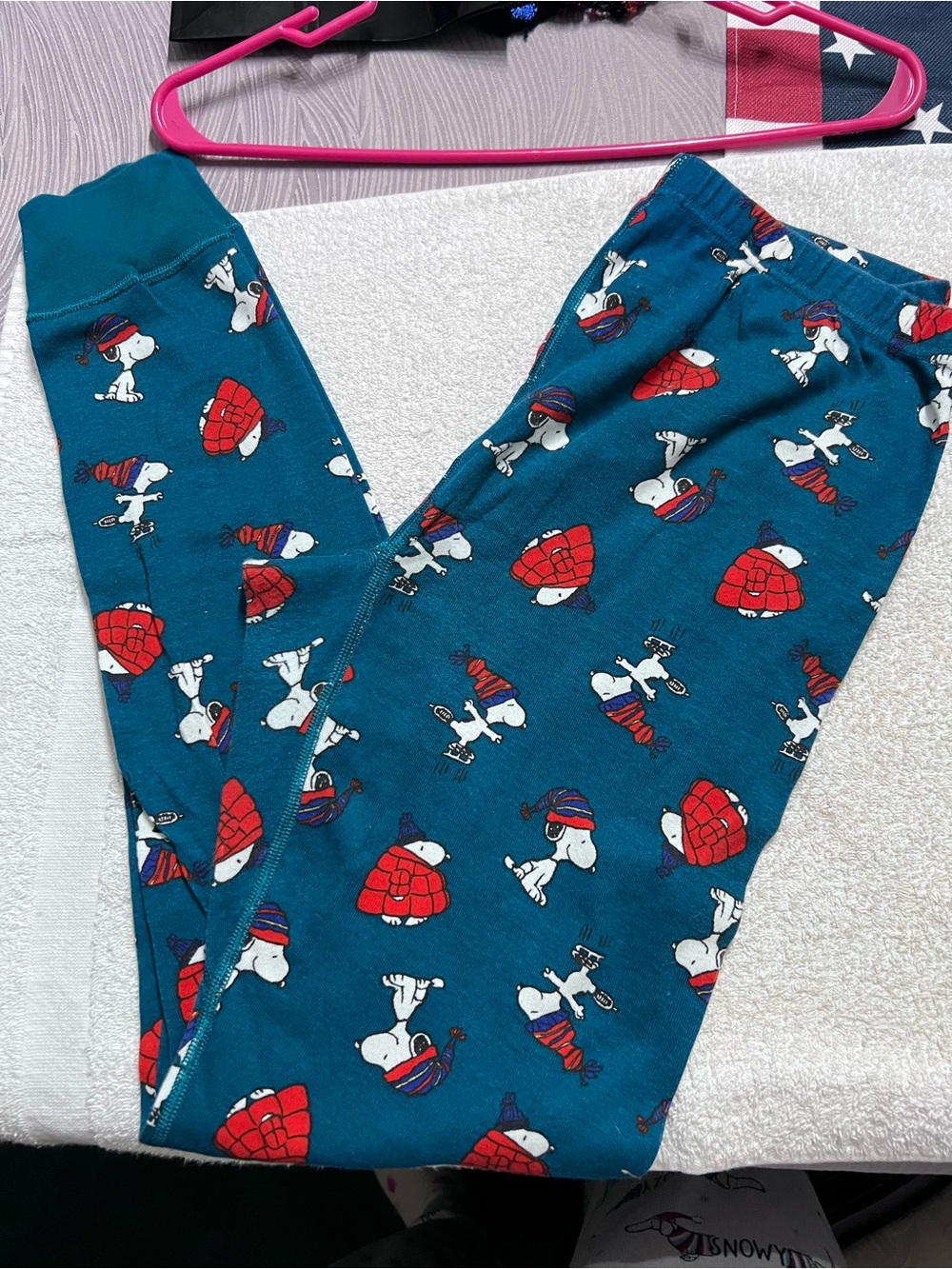 Hanna Andersson Peanuts Snoopy Women’s M Organic Cotton Pajama Pants Blue Winter